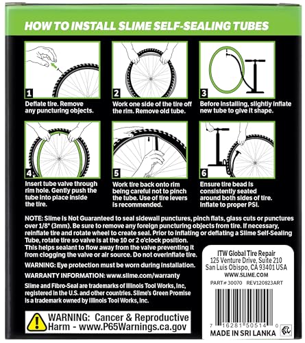 Slime Bike Inner Tube with Slime Puncture Sealant, Self Sealing, Prevent and Repair