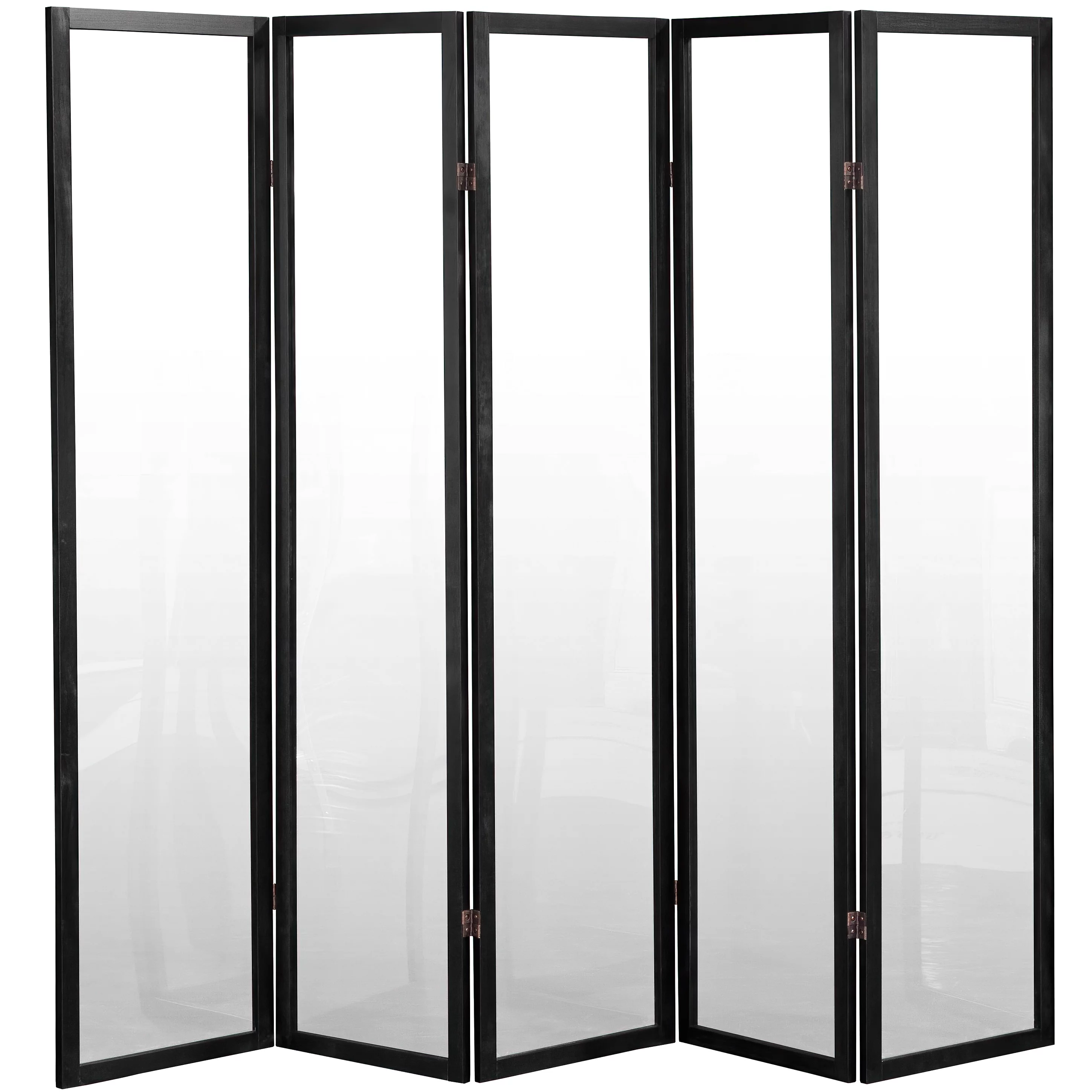 Oriental Furniture 6 ft. Tall Clear Screen Black - 5 Panel