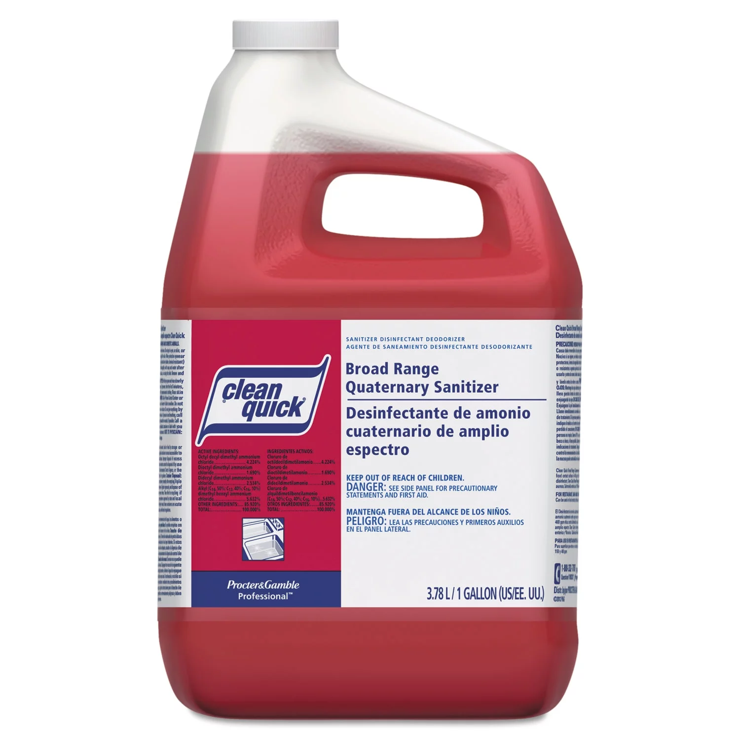 Clean Quick Professional Broad Range Quaternary Sanitizer, Sweet Scent, 1 Gallon Bottle, 3/Carton
