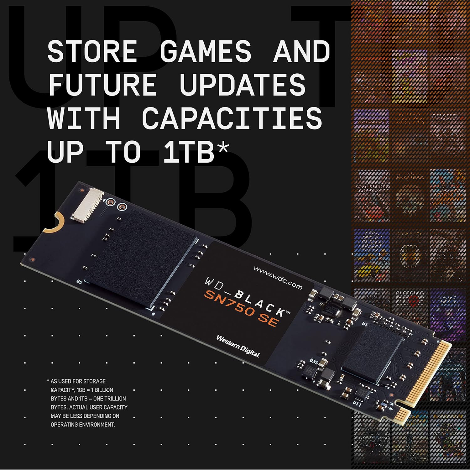 WD_BLACK 500GB SN750 SE NVMe Internal Gaming SSD Solid State Drive - Gen4 PCIe, M.2 2280, Up to 3,600 MB/s - WDS500G1B0E