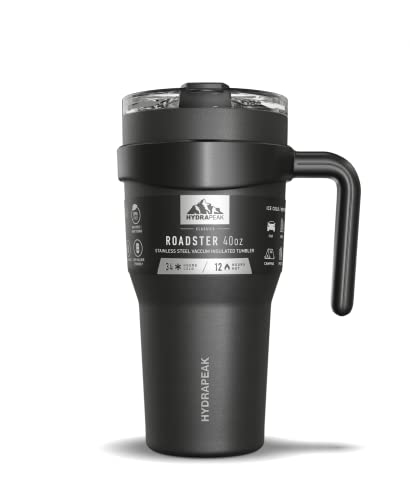 Hydrapeak Roadster 40oz Stainless Steel Tumbler Double Wall Vacuum Insulated Water Bottle With Handle And 2 in 1 Straw Lid (Aqua)