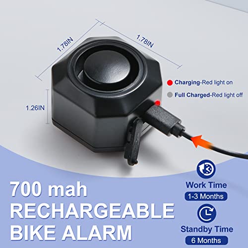 Bike Horn Electric Vehicle Alarm Wireless Vibration Alarm System with Motion Sensor Waterproof Rechargeable Antitheft Alarm for Ebikes Bike Scooter Car