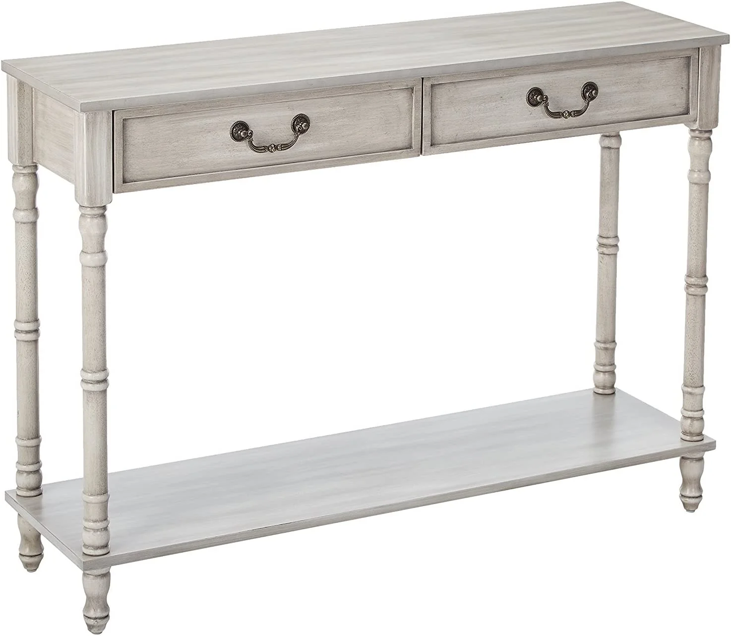 TJUNBOLIFE \u2013 2 Drawer Wooden Hall Console Sofa Table  Washed Oak Finish