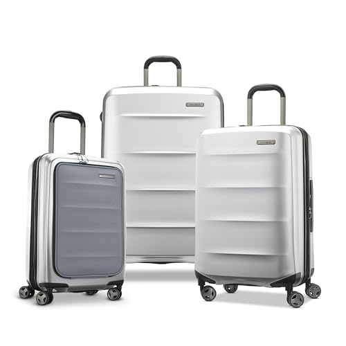 Samsonite Carry-On Pro Front Pocket Hardside Expandable 21-Inch Octiv Luggage: Durable & Impact Resistant, 360° Aero Trac Spinner Wheels, Adjustable Telescopic Handle, TSA Approved Lock - Silver