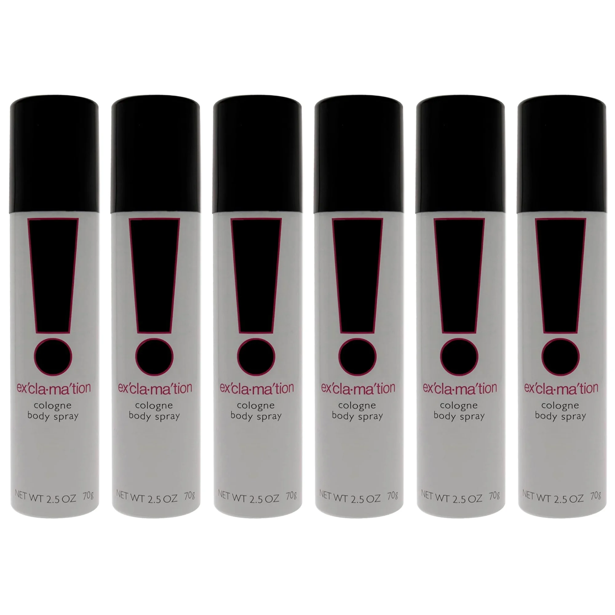 Pack of (6) Exclamation Cologne Spray, Vegan Formula, Body Spray, Floral Scent, Spicy Kick, 2.5 Fl Oz