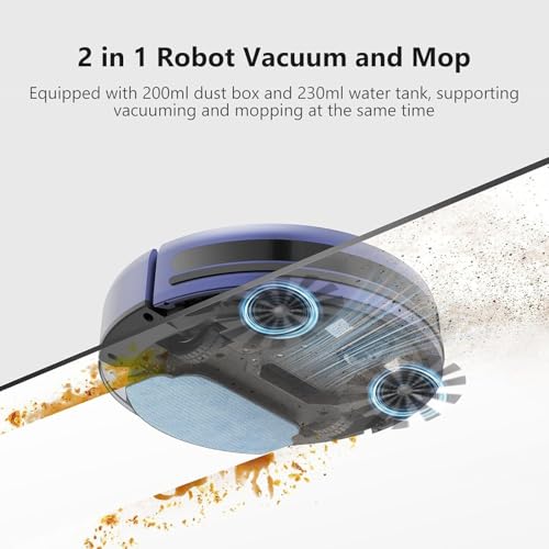 Robot Vacuum and Mop Combo, 2 in 1 Vacuum Robot with WiFi/App/Voice, Schedule, Water Tank and Dustbin, Self-Charging, Slim, Ideal for Hard Floor, Pet Hair, Carpet