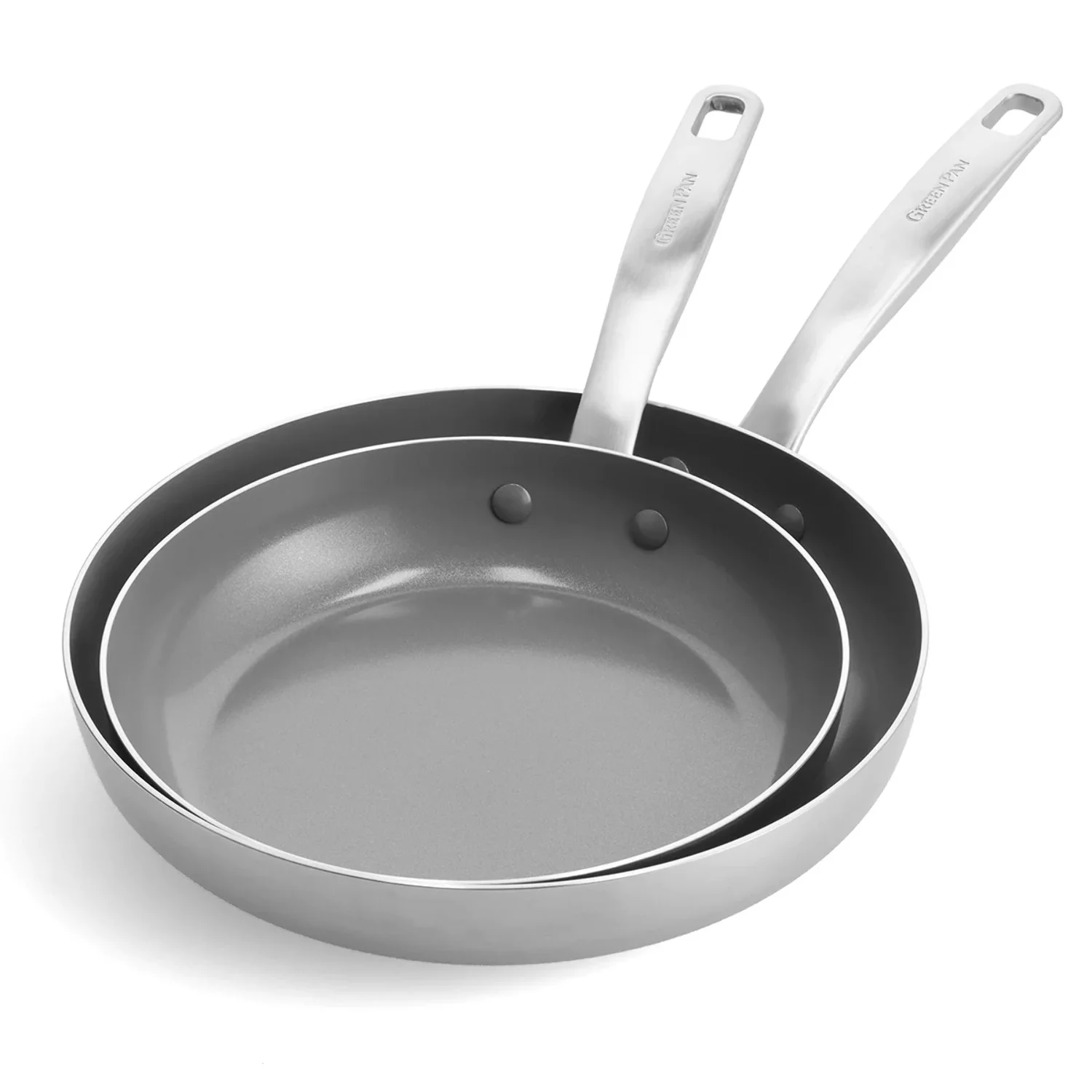 GreenPan Chatham Tri-Ply Stainless Steel Healthy Ceramic Nonstick, 2 Piece Frypan Set, 8