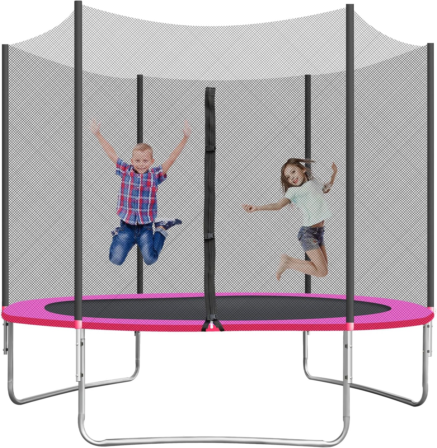 PayLessHere Trampoline 8FT 10FT 12FT 14FT Trampoline with Enclosure ASTM Approved-Combo Bounce Exercise Trampoline PVC Spring Cover Padding for Kids and Adults (Pink, 10FT)