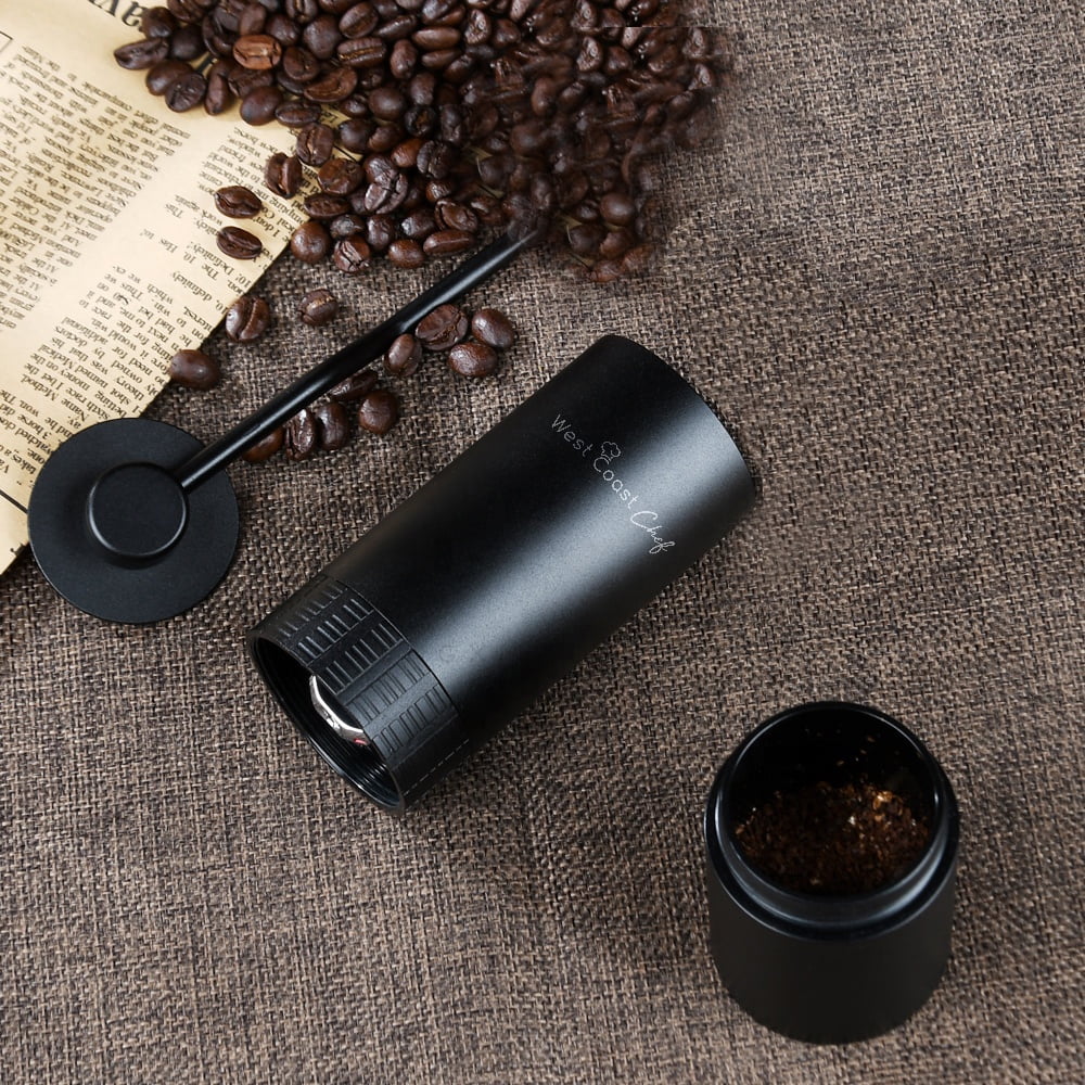 West Coast Chef Manual Burr Coffee Grinder - Precision Steel Burr Grinder With Coarseness Adjustment Dial, Conical Burr Grinder, Coffee Bean Grinder, Manual Coffee Grinder, Hand Coffee Grinder