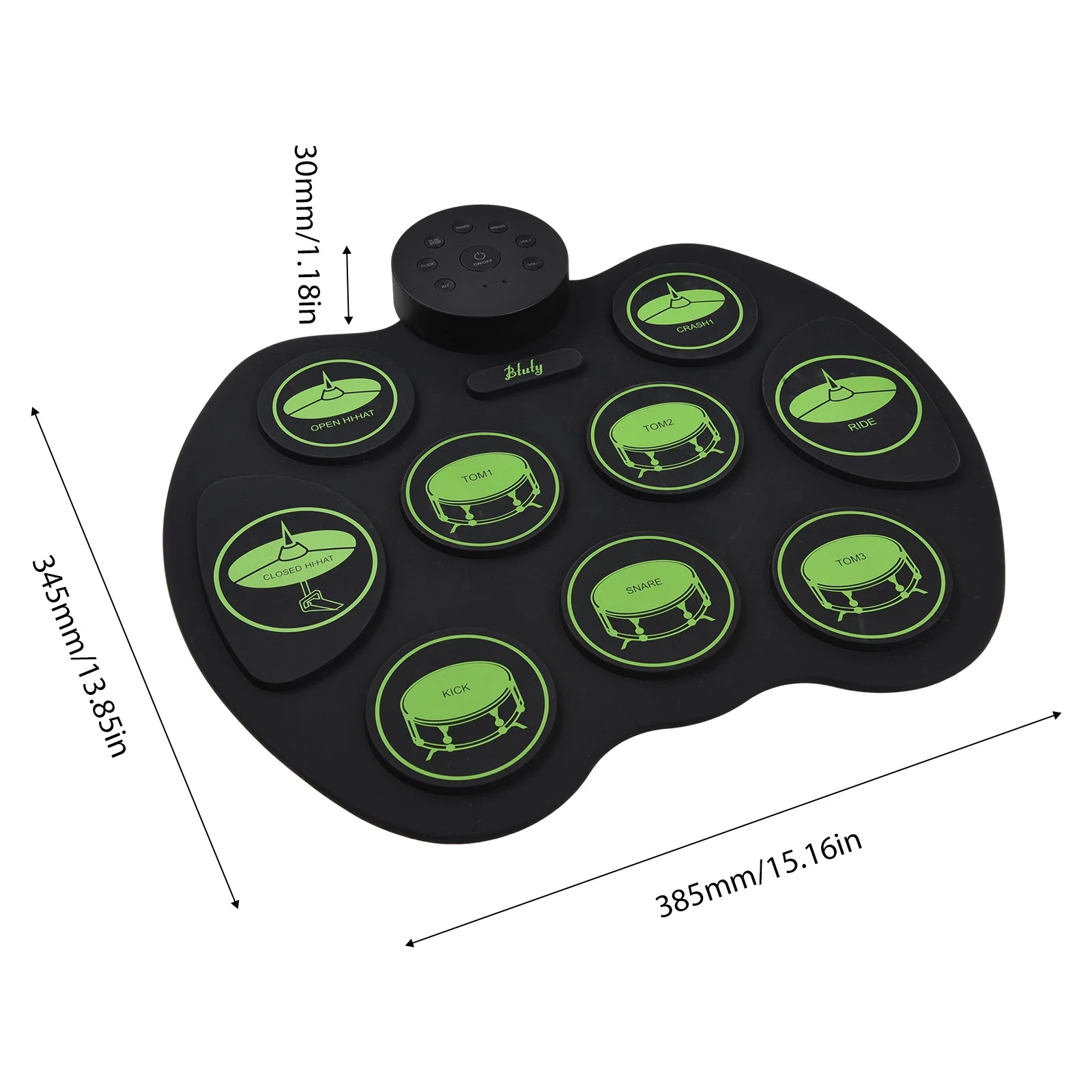 Btuty Digital Roll Sensitive Electronic Drum Set, 9 Drum Pads 2 Foot Pedals, for Children Beginners