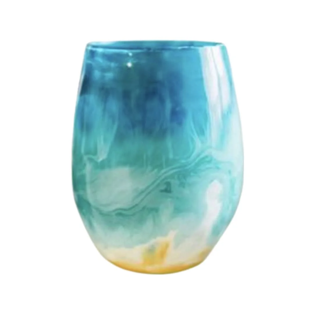 Beach Themed Wine Glass Gift For Mom, Destination Wedding Stemless Wine Glass Gift For Her