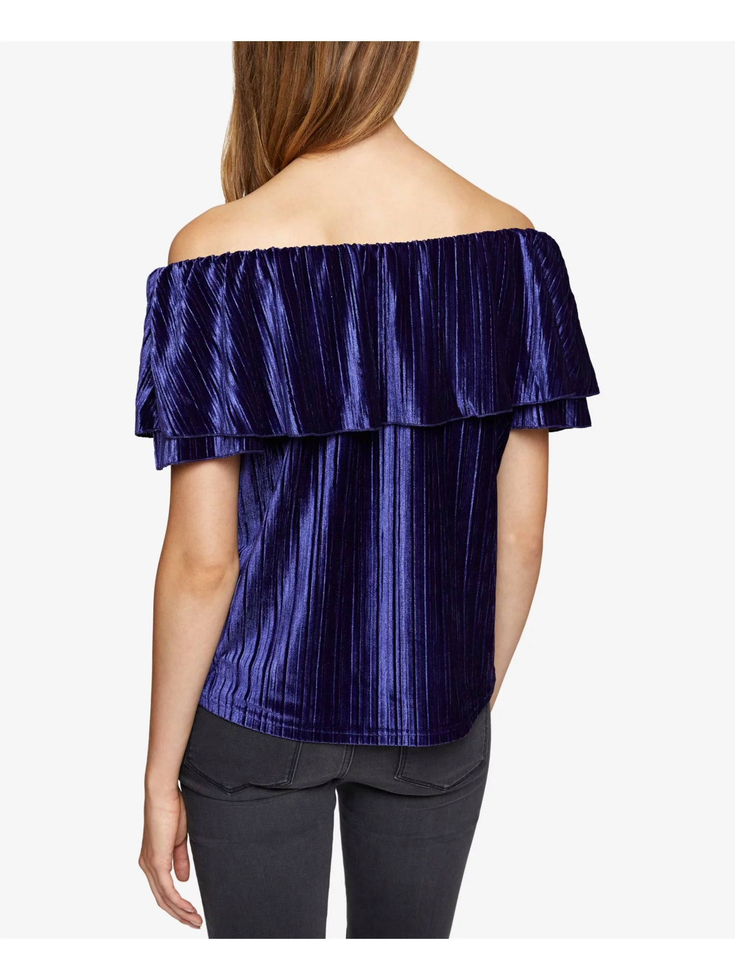 SANCTUARY Womens New 1023 Blue Textured Short Sleeve Off Shoulder Top XL B+B