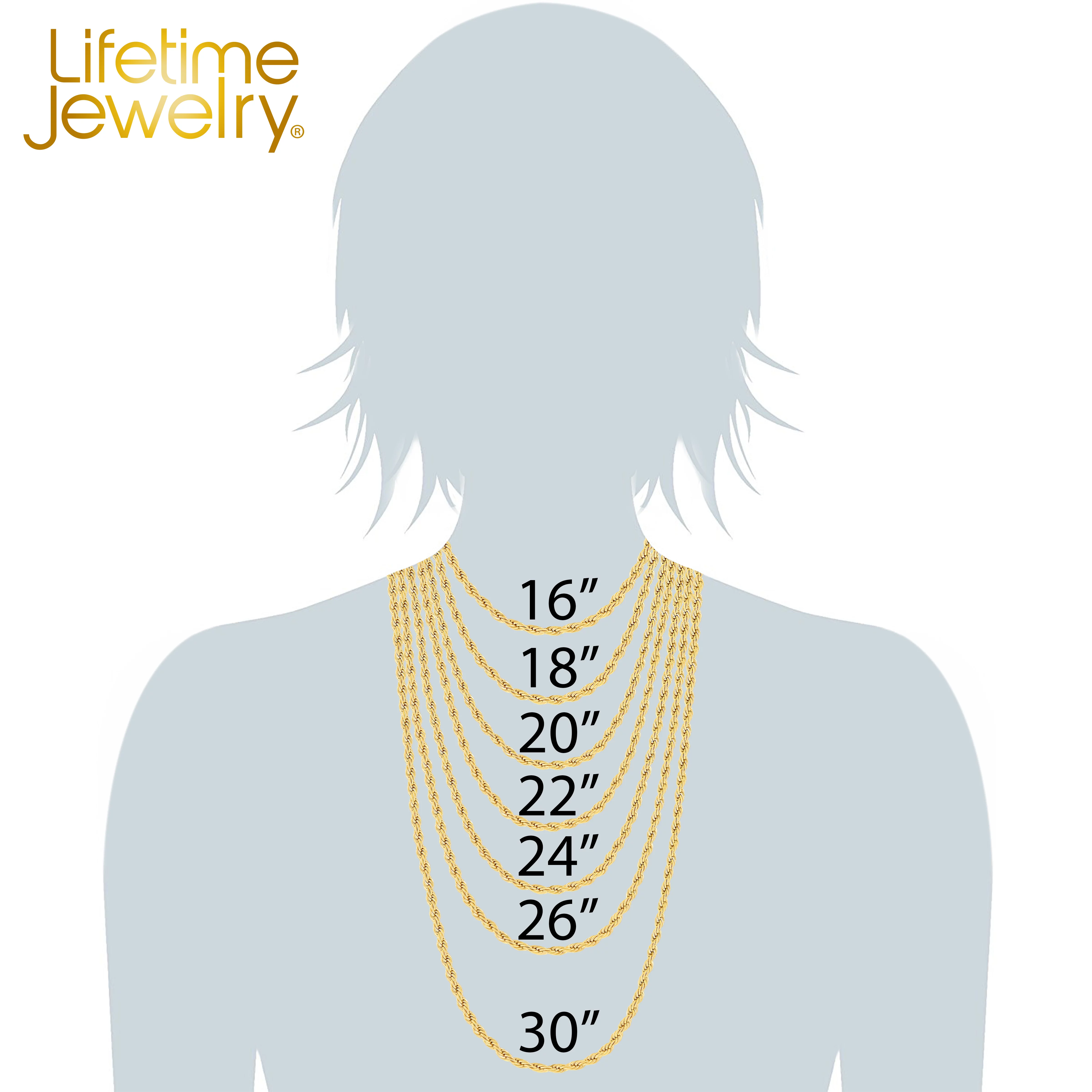 LIFETIME JEWELRY 3mm Rope Chain Necklace 24k Real Gold Plated-Women and Men (24 mm)