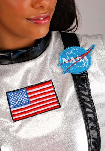 Adult Astronaut Costume Dress, Intergalactic Space Suit, Metallic Cosmic Halloween Costume