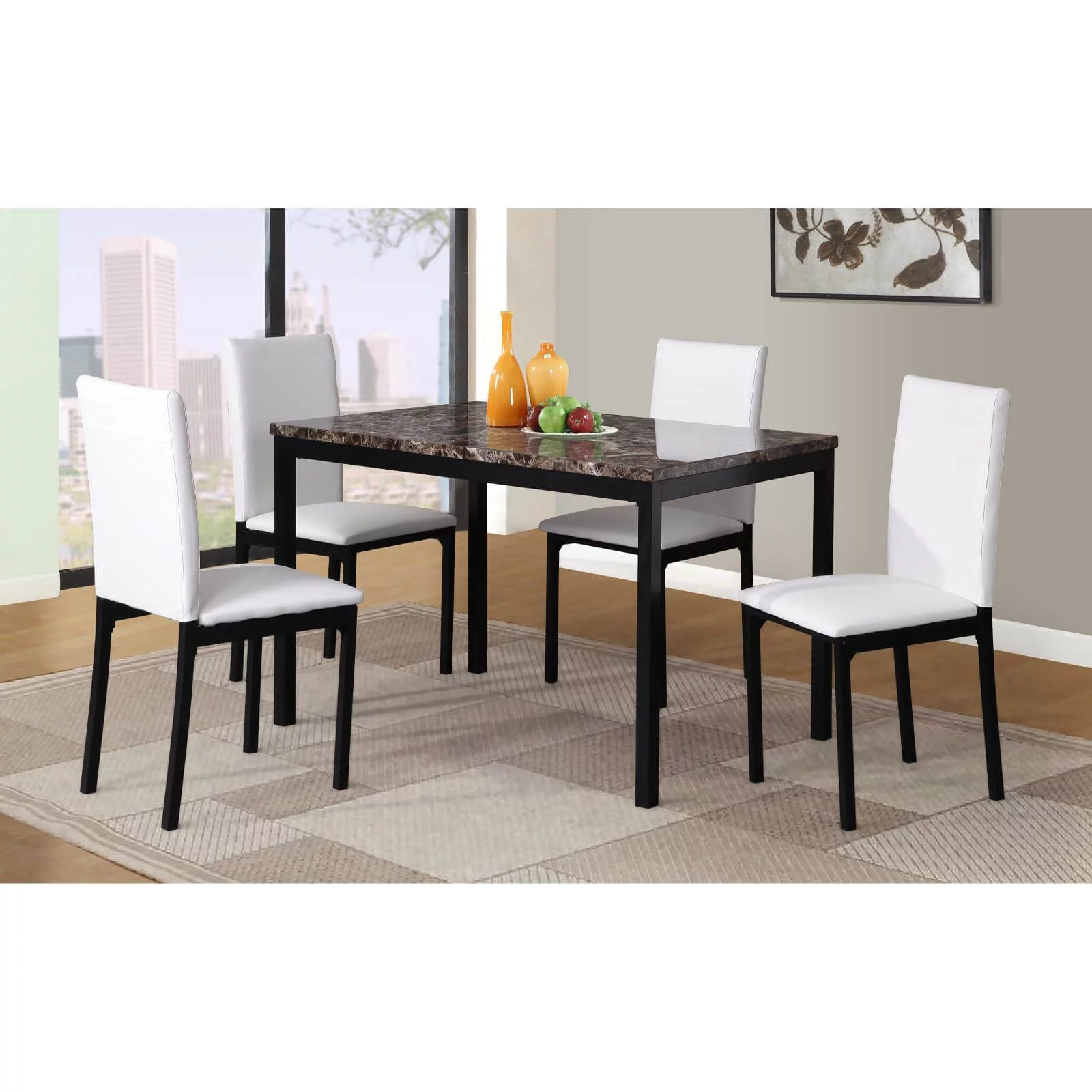 Roundhill Furniture Noyes Dining Chair, Set of 4, Black