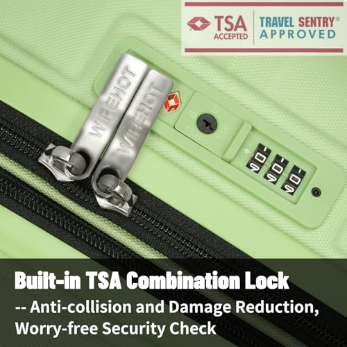 Lightweight Luggage with Spinner Wheels & YKK Zipper, 3-Piece Travel Suitcase ABS+PC Hardshell Luggage Set with TSA Lock, Light Avocado Green (20+24+28 inch)