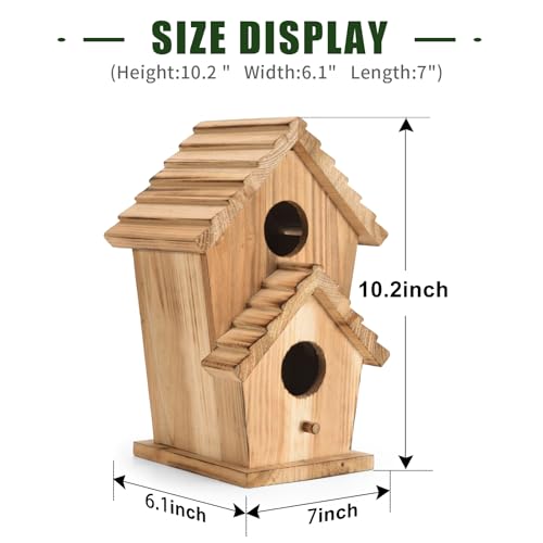 Bird Houses for Outside-2 Hole Wooden Outdoor Bird House,Wild Bird Box House,Nesting Box Birdhouse,Garden Bird Roosting