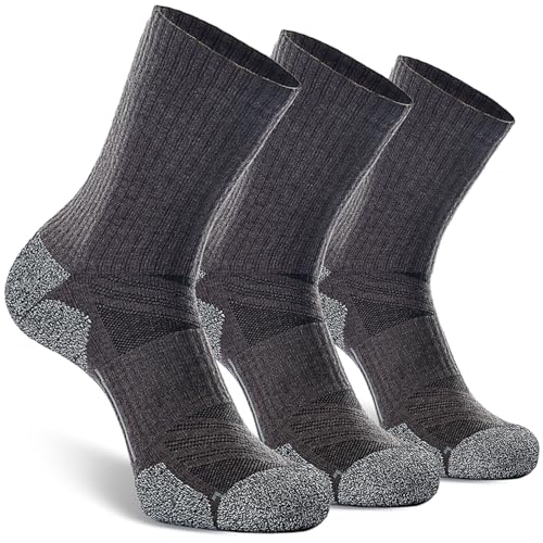 CWVLC Crew Hiking Socks, Cushion, Moisture Wicking, Arch Compression Boot Socks