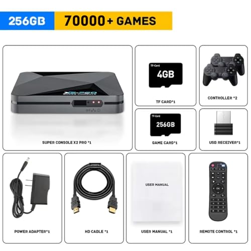 COVOZAMA Super Console X2 Pro: Retro Video Game Console with 70,000+ Games, Compatible with 65+ Emulators PSP/PS1/N64/Sega/DC, Android 9.0 & EmuELEC 4.5, 4K HD