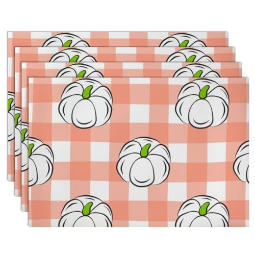 Faux Leather Plates Placemat Fall Pumpkin Decor 12 X 18 Inchs Multipurpose Table Mats Pink Gingham Pattern Waterproof Placemat Small But Useful Gifts Wedding Placemats Themes Party Placemats 6- Count