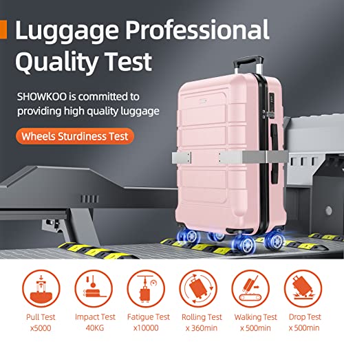 SHOWKOO Luggage Sets Expandable PC+ABS Durable Suitcase Double Wheels TSA Lock Black