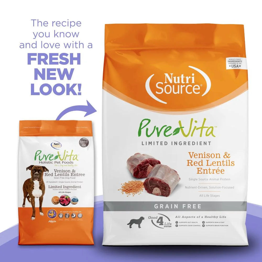 PureVita Grain Free Venison and Red Lentils Entree Dry Dog Food 15 lb