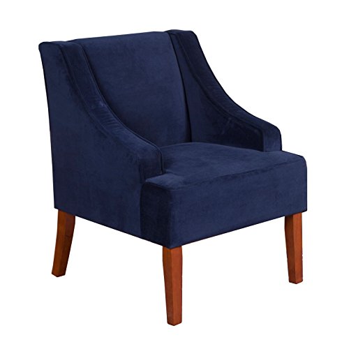 HomePop Velvet Swoop Arm Accent Chair, Suri Blue