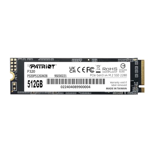 Patriot Memory P320 512GB Internal SSD - NVMe PCIe Gen 3x4 - M.2 2280 - Solid State Drive - P320P512GM28