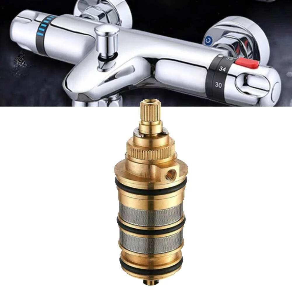 Yannee Brass Replacement Thermostatic Cartridge Shower Mixer Valve Bar Repair Kit,Thermostatic Shower Valve Cartridge