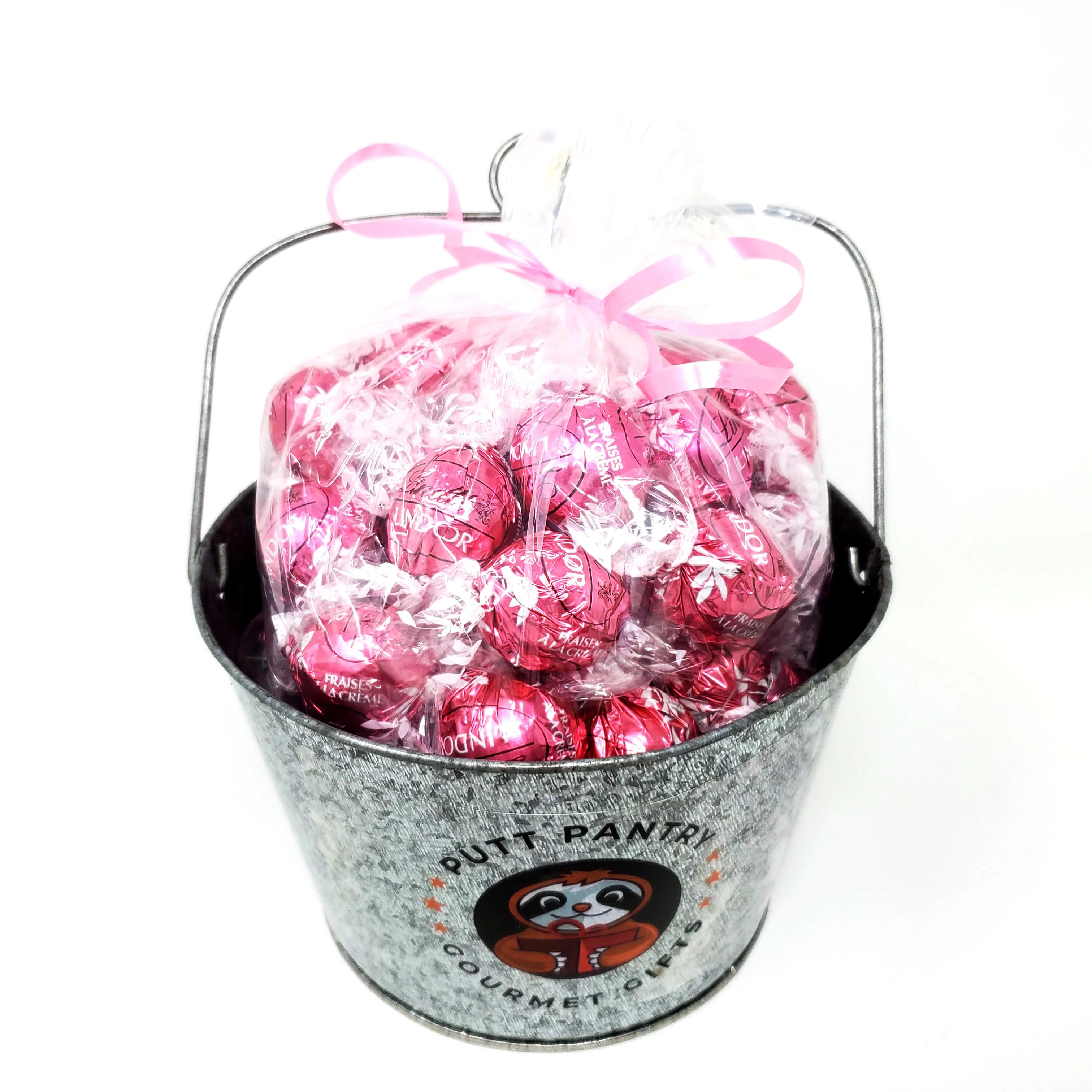 Decorative Planter with 2 lbs Lindt Lindor Candy Truffles Gift Set - Strawberry Cream approx 75 pcs