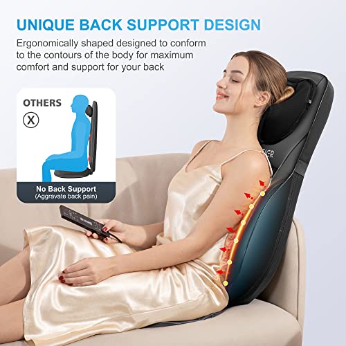 COMFIER Shiatsu Back Massager with Heat, Deep Kneading & Rolling Massage Chair Pad, Chair Massager for Office Home Use, Gift for Dad Mom