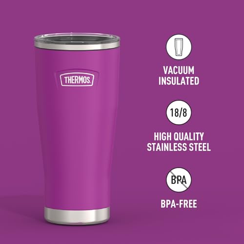 THERMOS ICON SERIES, Stainless Steel Cold Tumbler with Slide Lock, 24 Ounce, Sandstone