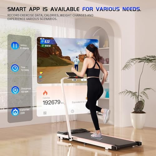 SupeRun 3 in 1 Folding Treadmills for Home Small, 3.0HP Under Desk Treadmill, Walking Pad Treadmill 300 lb Capacity with Remote & APP Control, LED Display, Powerful Quiet Walking Pad with Handle Bar