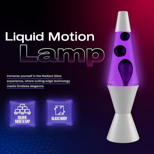 Motion Lamp Classic Liquid Motion Lava Night Light Solid Silver Base Lamp Wax Liquid Soft Relax Glow 14.5