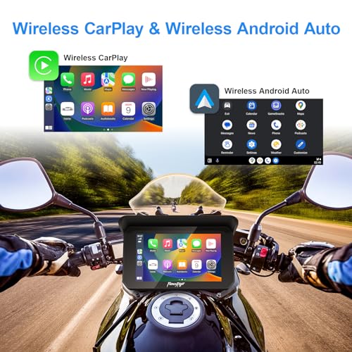 Portable Wireless Apple Motorcycle Carplay & Android Auto Screen, Motorcycle Dash Cam/Camera, Motorbike TPMS, 5