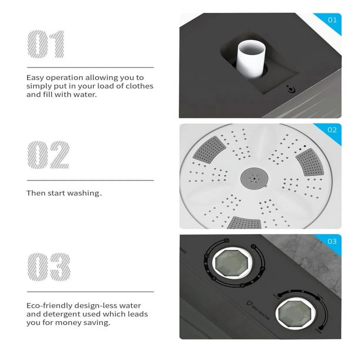 SYTHERS 26lbs Semi-Automatic Washing Machine, 18lbs Washer Mini Laundry Machine 8lbs Spinner Washer Combo with Drain Pump