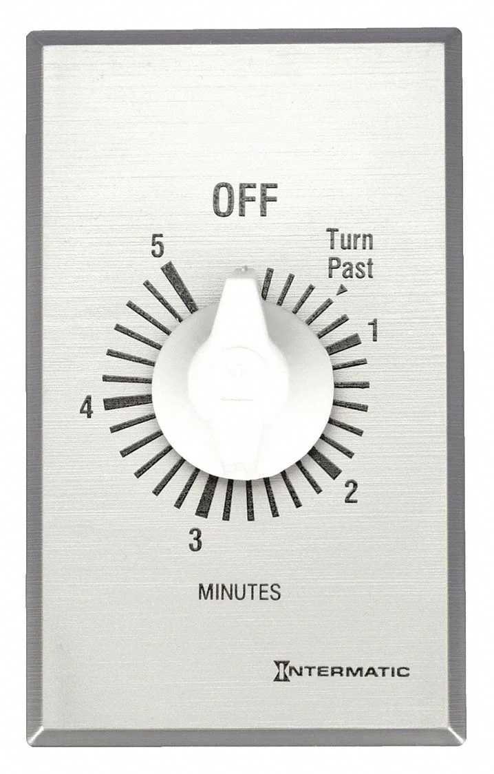Intermatic FF5M Spring Wound Timer, 5-Minute, SPST, Brushed Aluminum/Sandstone