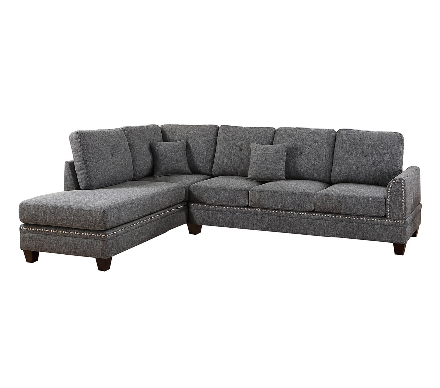 Bobkona Bandele Sectional in Ash Black.