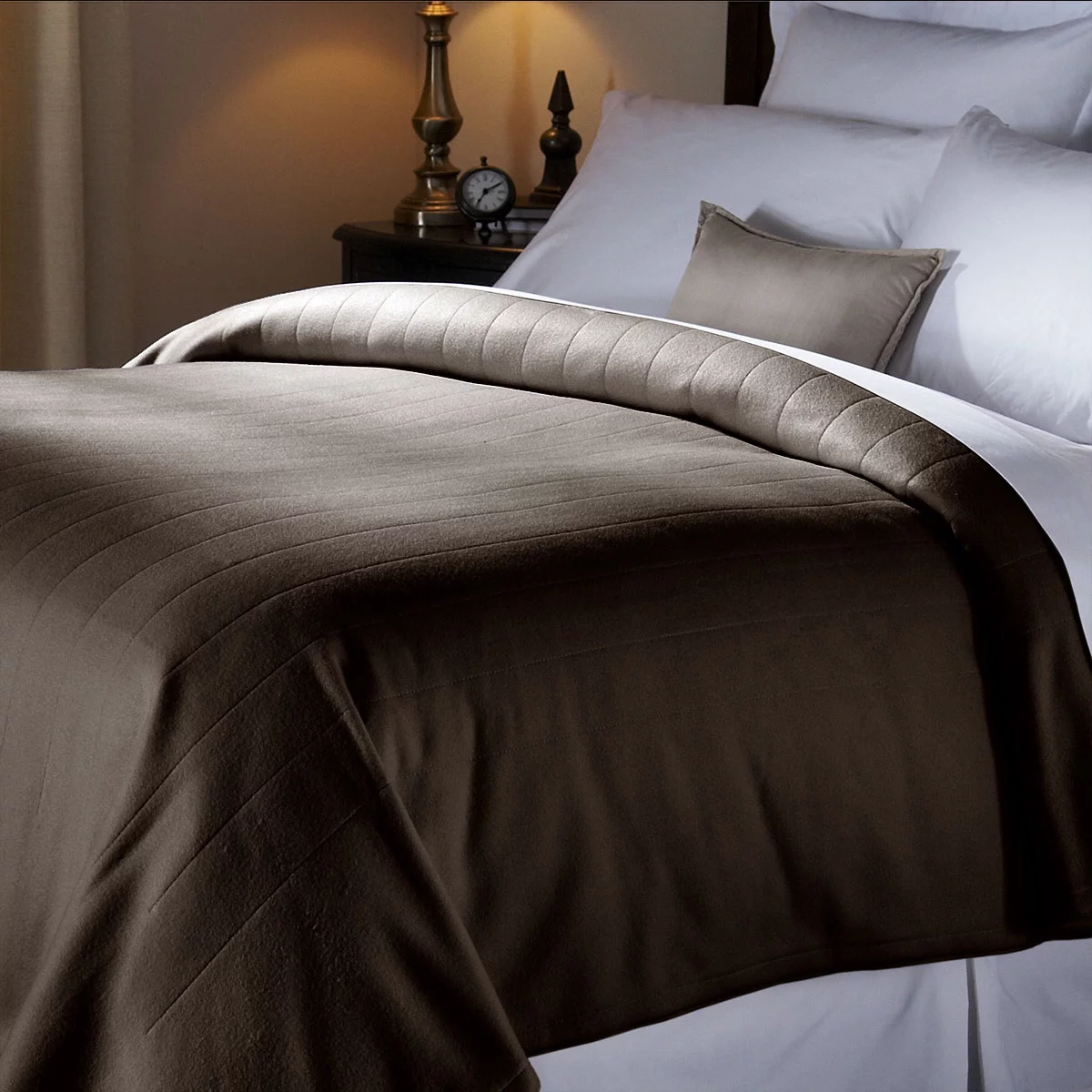 Sunbeam Electric Heated Fleece Channeled Blanket, Full, Garnet