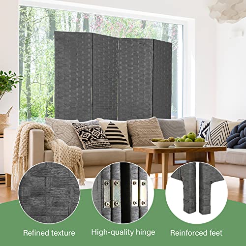 Wood Mesh Woven Design 4 Panel Folding Wooden Screen Room Divider