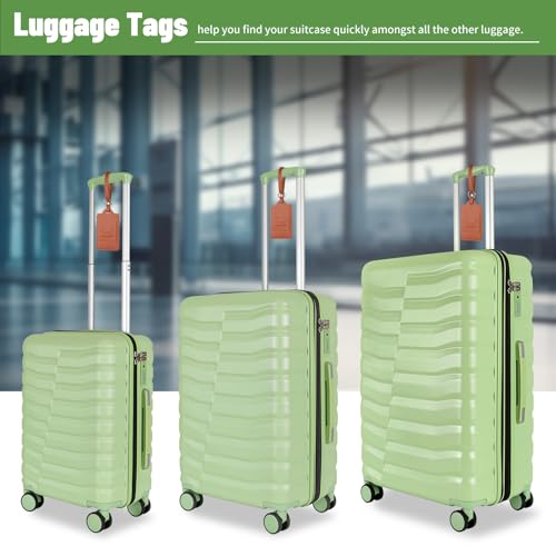 Lightweight Luggage with Spinner Wheels & YKK Zipper, 3-Piece Travel Suitcase ABS+PC Hardshell Luggage Set with TSA Lock, Light Avocado Green (20+24+28 inch)