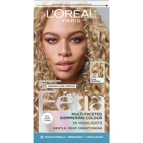 L'Oreal Paris Feria Multi-Faceted Shimmering Permanent Hair Color, 91Champagne Cocktail (Light Beige Blonde), Pack of 1, Hair Dye