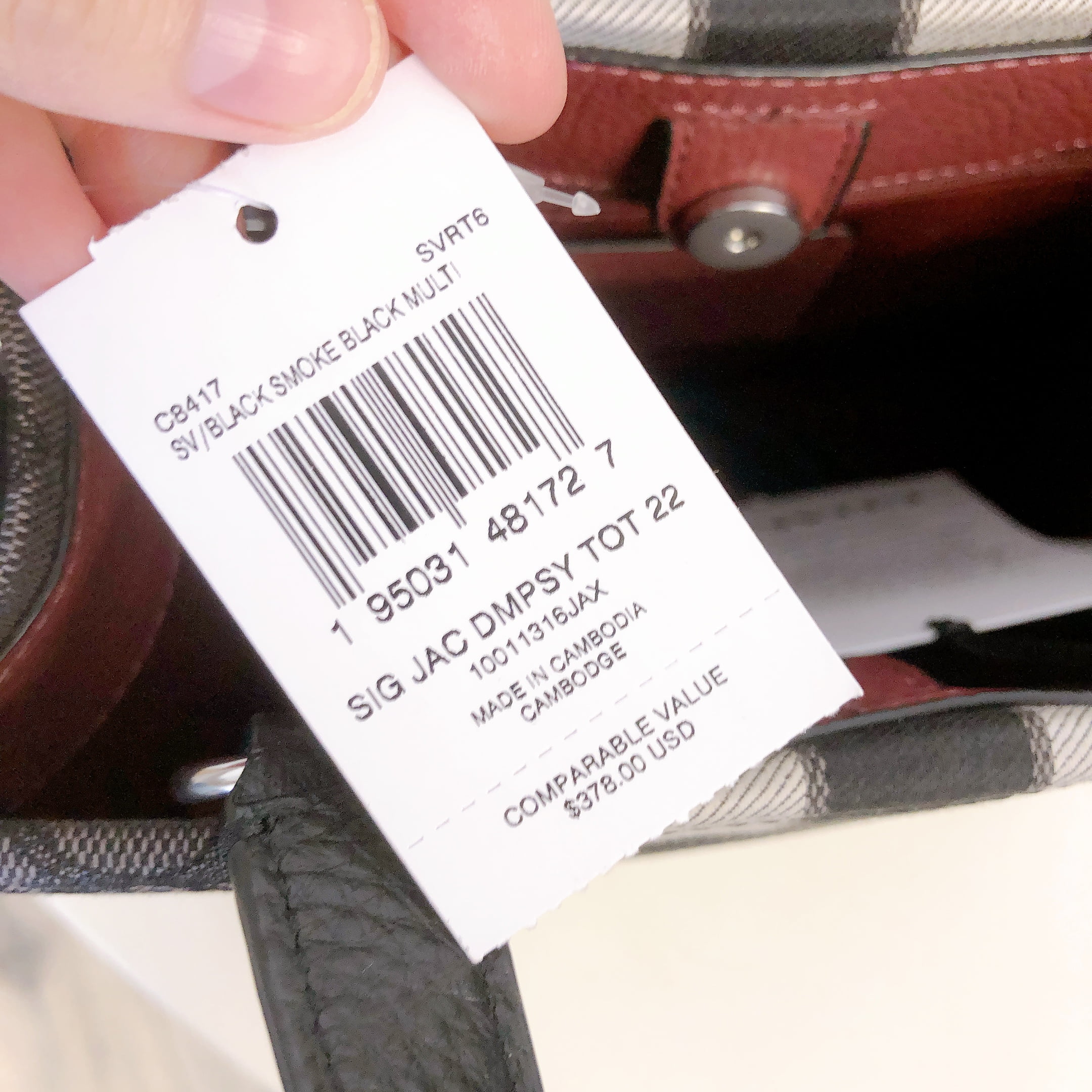 Coach C8417 Dempsey Tote 22 In Signature Jacquard With Stripe And Coach Patch IN Black Smoke Black Multi