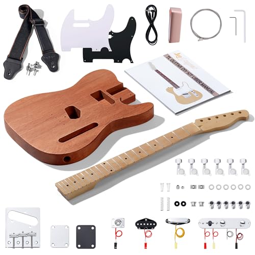 Leo Jaymz DIY Single Cut Electric Guitar Kits with Mahogany Body and Neck - Rosewood Fingerboard and All Components Included (LP Hollow)