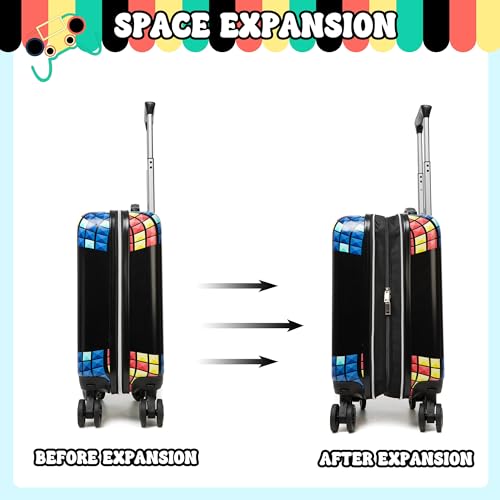 Kid’s Luggage Set 2 Piece Suitcase Set 16’’ Hardside Luggage with Spinner Wheels Girls Boys Carry on Toddler Luggage Travel Rolling Luggage Carry on Luggage Airline Approved Football