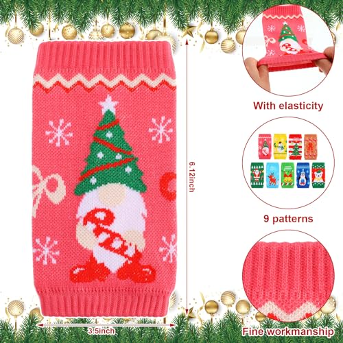 18 Pcs Christmas Bottle Covers Christmas Knit Sweater Bottle Thermocoolers Holiday Party Bottle Sleeves for Cans Soda Beverages for Christmas Holiday Party Favors Supplies