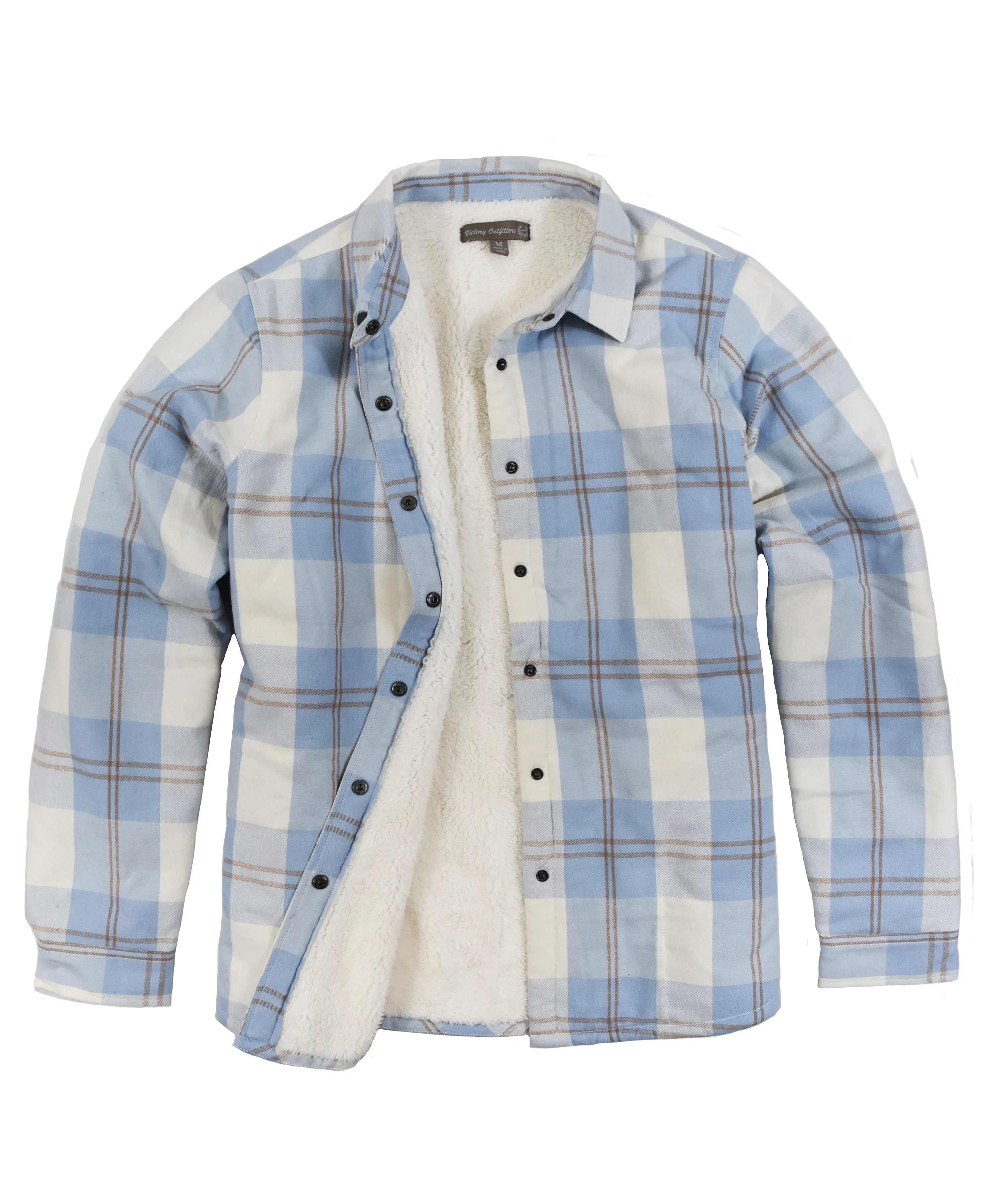 Victory Outfitters Women's Snap Front Sherpa Lined Soft Flannel Shirt Jacket - Blue - M