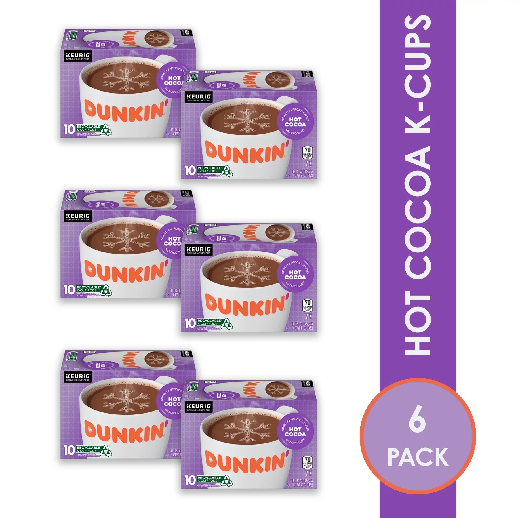 Dunkin' Milk Chocolate Hot Cocoa, 60 Keurig K-Cup Pods