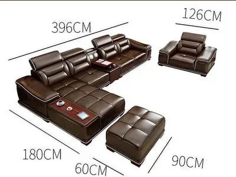 Leather sofa head layer cowhand simple modern furniture imperial concubine corner small smart sofa large combination set