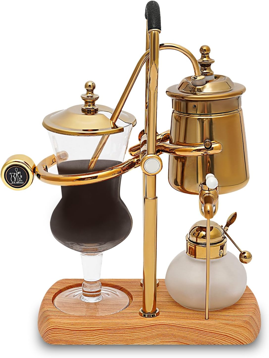 Belgian Belgium Luxury Royal Family Balance Syphon Siphon Coffee Maker, 400ml/15OZ Luxury Golden Manual Coffee Maker With Measuring Cup, Unique Siphon Brewer Siphon Coffee Maker Kit For Office